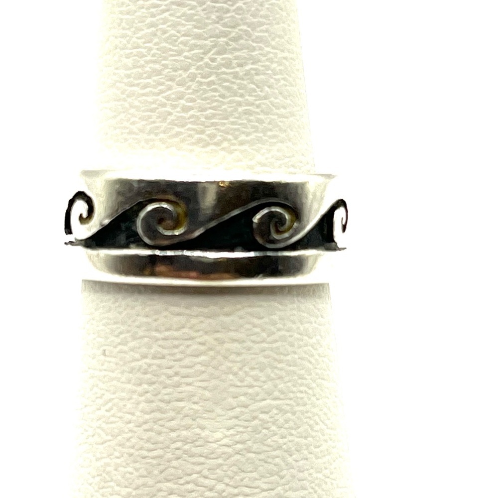 Sterling Silver 925 Swirl Ring Hopi Water Wave Design Band Size 5 1/2